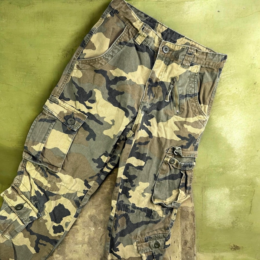 Unbranded Cargo Pants Men 29 Green Camo‎ Pocket Tactical Streetwear Gorpcore
